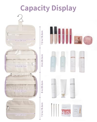 Image of Narwey Hanging Toiletry Bag for Women Toiletries Bag for Travel Size Essentials Accessories, A-Purple, Medium
