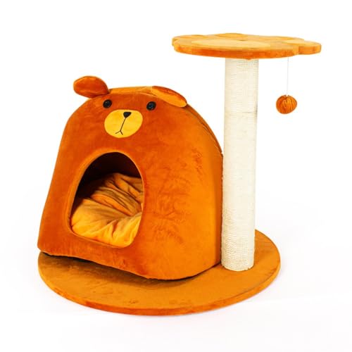 Diexgiy オールシーズン対応 キャットクライミングプラットフォーム 大型 半密閉型 取り外し可能 洗える 多機能 サイザル麻 キャットクライミングフレーム (52×52×49cm) (リトルベア)