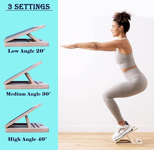 Image of Homecute Wooden Slant Board, Calf Stretch Adjustable Incline Board Portable Non-slip stretching Board, 3 positions Workout Board for Pain Relief from Plantar Fasciitis Tendinitis and More.