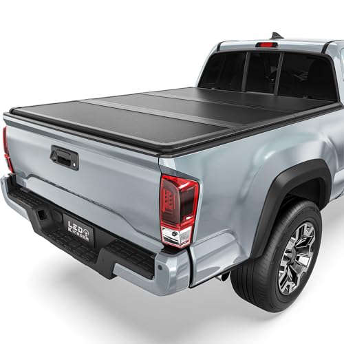LEDKINGDOMUS Hard Trifold Truck Bed Tonneau Cover Fits for Toyota Tacoma 2016-2023 5ft Bed with Track Rail System(Excl. Trail)