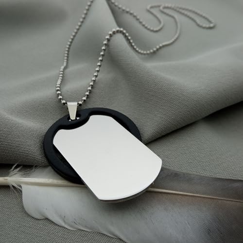 Generisch Dog Tag Personalisiert – Erkennungsmarke Edelstahl – Glanz Kette Mit Namen – Gravur – Personalisierte Kette Herren – Militär Geschenke – 2 Mm Dick – Gravur – Set Mit Clip Und Gummi-Silencer