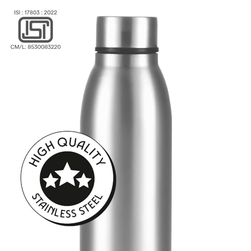 Image of Borosil 950 ml Hydra Glacier Stainless Steel Water Bottle | ISI Certified, Made in India Bottle | Single Wall, Leakproof, BPA Free| Bottle for Office, School, College & Gym | 1 Year Warranty