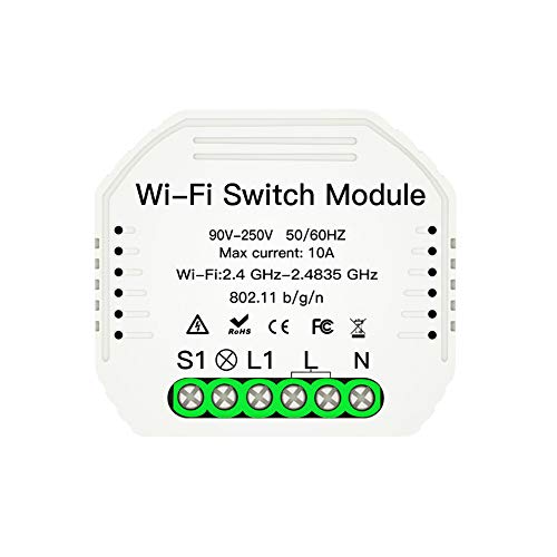 MOES WiFi RF433 Smart Alexa LED Light Switch Module, Wireless Remote Control 1 Way or 2 Way Multi-Control, Compatible with Smart Life Tuya App Alexa and Google Home 1 Gang Switch Module