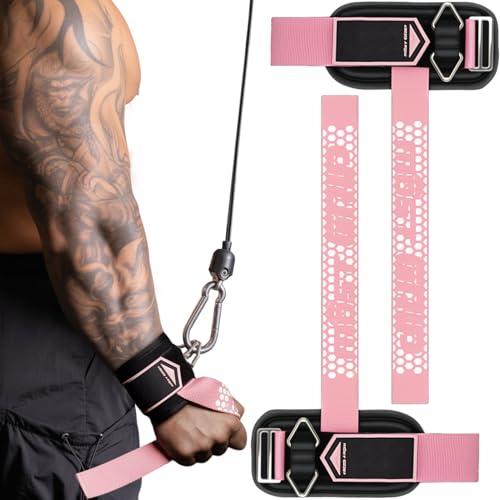 MOST GRIP Drip Glue Non-Slip Wrist Straps for Weightlifting, 2-in-1 Lifting Straps with D Rings for Cable Machine Workout, 10mm Neoprene Padded Wrist Wraps for Weight Lifting Deadlift (Pink, M (6.3-8.3Inch))