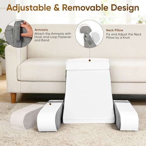 Coussin de lecture ergonomique lit avec cale-nuque et dossier de soutien déhoussable - 5
