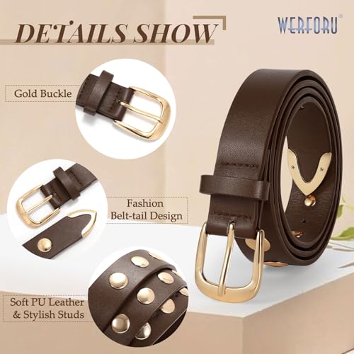 WERFORU Women Studded Leather Belt