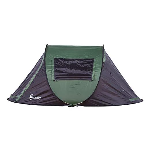 Outsunny Tienda de Campaña Pop-up para 2 Personas Tienda de Dormir con Bolsa de Almacenaje Portátil Ligera y con Mosquitero 250x150x100cm Verde