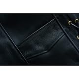 Leatherick Herren Premium Top Genarbt Rindsleder Klassische Motorradweste mit seitlichen Schnürungen schwarz Gr. 5XL, Schwarz