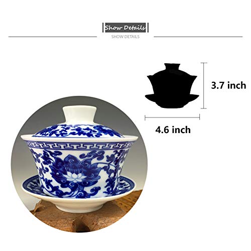 Niula Teacup Coffee Dish Jingdezhen Lotus Traditional Chinese Teaware China Traditional Hblue And White Porcelain Large Gaiwan Kungfu Teacup (Lotus) #TOP1