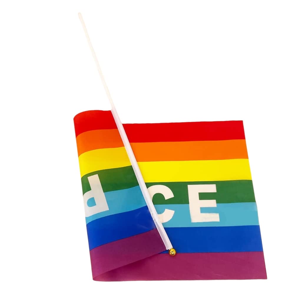 Gonetre 50/100 Pezzi Mini Bandiere di Pace Pacifistica Arcobaleno Pacifista Mantenuta in Poliestere Banner Durevole Decorazione Esterna Esterna Feste di Eventi Sportivi Festival Giardini (100pcs)