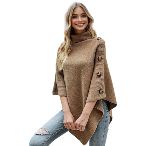 Cape oversize en maille kaki pour rester au chaud en terrasse cet automne