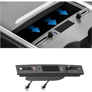 OBEST USB Hub Tesla Autolader, voor Tesla Model 3/Y, Tesla Center Console Adapter, Snel opladen Multiport Docking Station, Tesla Accessoires Automatische intrekbare oplaadkabel