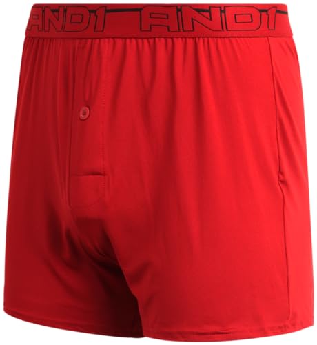 AND1 Mens Boxer Shorts - 6 Pack Performance Knit Boxers for Men with Fly - Lightweight Mens Underwear Boxers, 4" Inseam4
