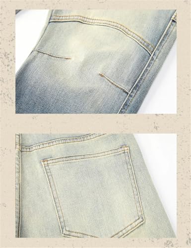 Men's Retro Fashion Motorcycle Jeans Fashionable Stitching Multi-Pocket Fashion Slim Jeans3