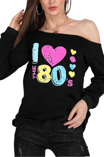 Image of MAGICMK Woman's Sweatershirt Lips Print Causal Blouse Off The Shoulder Long Sleeve Loose Slouchy Pullover Plus Size Tops