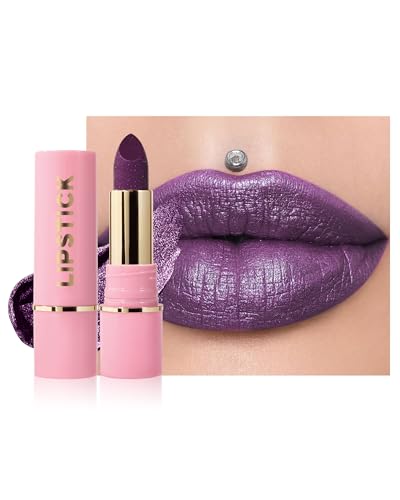 Brillo de Labios Lila, Brillo de Labios Brillo Metálico, hidratante Diamante Brillo Pintalabios Waterproof Duración, Muy pigmentada Sparkly Lip Tint Stain Regalos de maquillaje para las Mujer-07