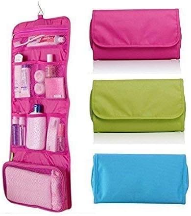Lexazo Foldable 5 Pocket Polyester Toiletry Cosmetic Hanging Storage Bag Closet Organizer Pouch/Storage Bathroom Organizer with Hanger Holder Bathroom Accessories & Organization Travel Kit Organizer