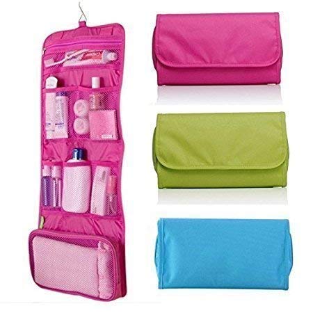 Lexazo Foldable 5 Pocket Polyester Toiletry Cosmetic Hanging Storage Bag Closet Organizer Pouch/Storage Bathroom Organizer with Hanger Holder Bathroom Accessories & Organization Travel Kit Organizer