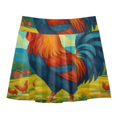 Uniform Athletic Shorts Girls Skorts Kids Tennis Skirts Pleated Skort Vintage Rooster 4t