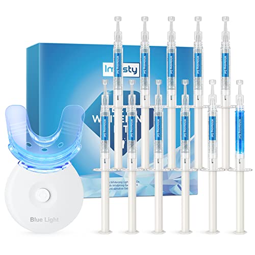 Teeth Whitening Kit with Led Light , 11 Packs 3ml 35% Carbamide Peroxide Whitening Gel with Professional Teeth Whitening Light, Blue Light Teeth Bleaching Kit for Sensitive Teeth, Imosty Whiter Smile