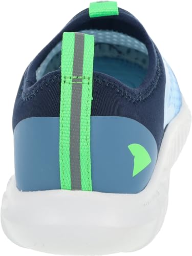 RUGGED SHARK Coast RNR Kids Water Shoe with Drainage Port, Athletic Runner Youth Sizes, Navy Blue/Green, Youth Size 6/Women's 84