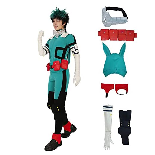 Puruuige My Hero Academia - Conjunto de disfraz de cosplay de Midoriya Izuku, conjunto de mono de dibujos animados para Halloween para niños y adultos