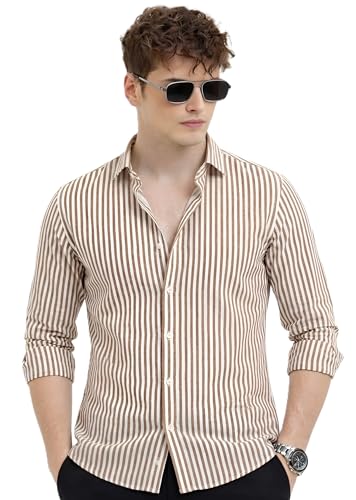Image of U TURN Men's Casual Solid Stylish Formal Striped Shirt for Men &Plus Size Shirts for Men