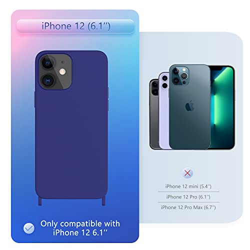 Image of Compatible with iPhone 12 Case with Lanyard Crossbody iPhone Case with Strap Adjustable Shockproof Drop Protection Silicone Phone Cover for iPhone 12 6.1''