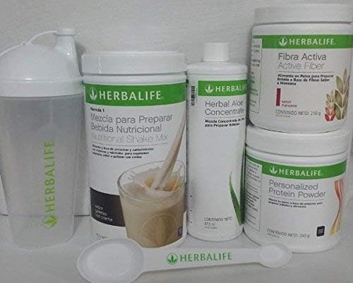 HERBALIFE QUICK COMBO FORMULA1 SHAKE MIX COOKIES WITH CREAM + PROTEIN POWDER + ACTIVE FIBER APPLE + ALOE ORIGINAL OR MANGO + SHAKER CUP + SPOON.