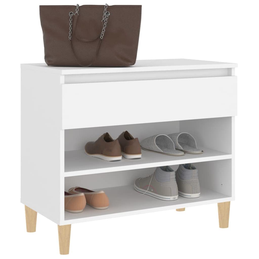 Szafka na buty z materiału drewnopochodnego, biała, 70 x 36 x 60 cm, z 2 półkami i szufladą, regał na buty do przedpokoju ze stabilną górną płytą do dekoracji, łącznie z instrukcją montażu i