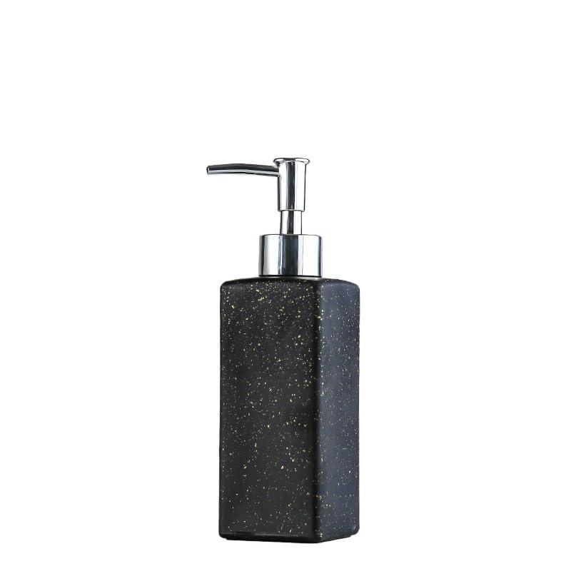 GEK208130 Dosificador de jabón Botella de loción de presión for dispensar, Botella de Vidrio vacía, dispensador de jabón de baño, rectángulo, Dispensador jabon baño(Negro)