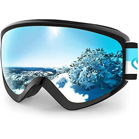 findway Skibrille Kinder, Snowboardbrille für Kinder Jungen und Mädchen Alter 8 9 10 11 12 13 14 OTG Skibrillen Sphärisch Verspiegelt Anti-UV Anti-Fog Windwiderstand Kompatibler Helm und Brillenträger Cover