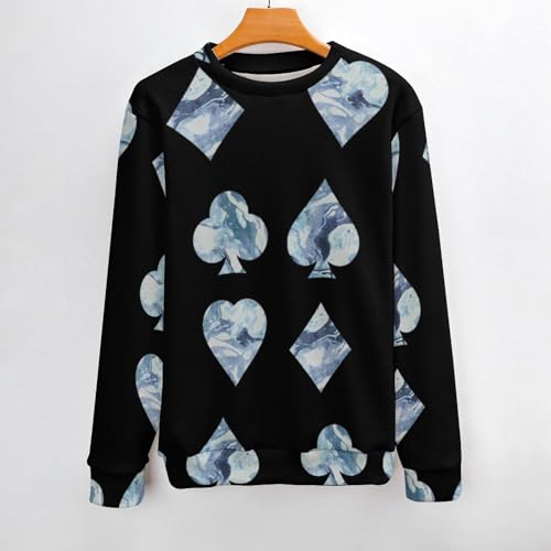 Poker Playing Card Marble Pattern Men's Crew Neck Sweater Knit Pullover Women Casual Long Sleeve Crewneck Loose Fit Top2