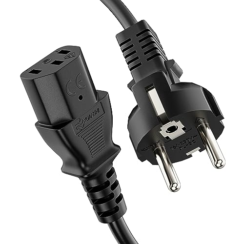 ETEC Euro Cable de alimentación, Enchufe de Contacto de protección Recto a IEC C13, de alimentación para electrodomésticos, para aparatos fríos, 1,00 m, Negro ETEC Euro Cable de alimentación, Enchufe de Contacto de protección Recto a IEC C13, de alimentación para electrodomésticos, para aparatos fríos, 1,00 m, Negro