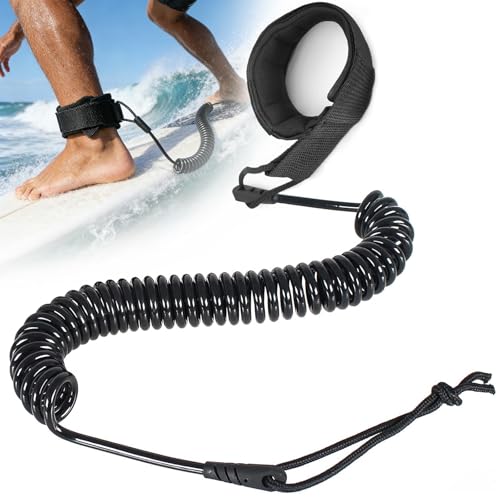 Moling Surfboard SUP Leash Coiled TPU Boardleash für Stand Up Paddle Board Sicherheitsleine für Surfbrett Kajak & iSUP (Schwarz)