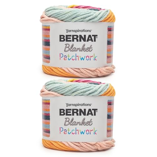 Bernat Blanket Patchwork Tropical Splash Yarn - 2 Pack of 300g / 10.5oz - 100% Polyester - #6 Super Bulky - 220Yards - Knitting/Crochet