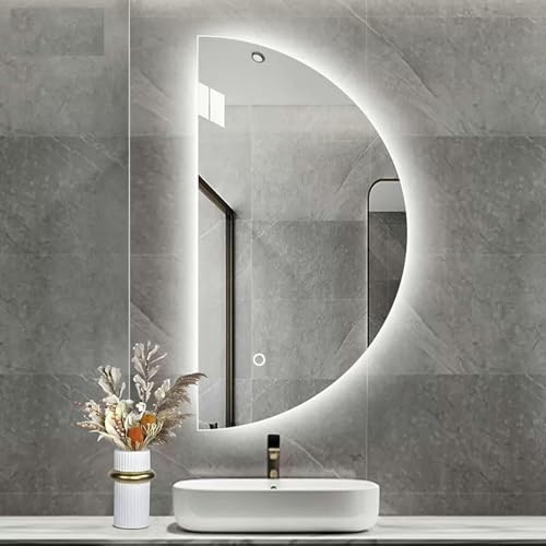 Miroir LED croissant rétro-éclairé grand modèle design et tactile - 3