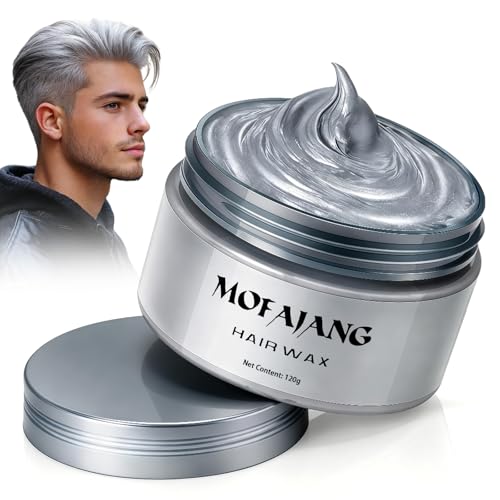 Cera Colorante Gris para Cabello,Tinte Temporal Lavable 3 en 1 para Estilizar,Colorear y Fijar, Gel de Peinado DIY para Fiesta,Cumpleaños,Cosplay, Carnaval y Navidad,Hombres y Mujeres,120g