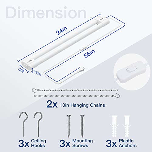 Image of BBOUNDER 2FT LED Shop Light Fixture, Super Bright 2200LM, Cool Daylight White 6500K, Ceiling or Hanging Mount, Durable Garage Shop Lighting for Warehouse, Workbench, Basement, and Business Use, White