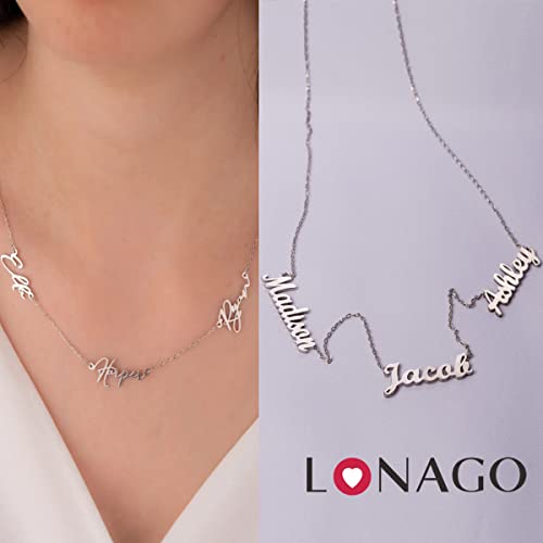 Lonago Personalized Name Necklace Custom Name Plate Necklace - One, Two,Three Or More Names Necklace For Women Girls #TOP1