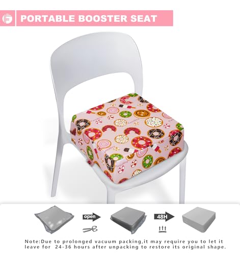 Image of Toddler Booster Seat for Dining Table, Portable Booster Seat for Kitchen Chair, 4 Inch High-Density Foam Cushion with Adjustable Safety Straps and Non-Slip Bottom, Perfect for Kids Travel and Daily
