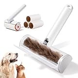 TripleWood Pet Hair Removal Tool and Lint Roller Value Set, Extra Sticky Lint Remover and Reusable Dog Cat Hair Remover for Pet Hair Removal on Furniture, Couch, Carpet, Clothing, Bright White
