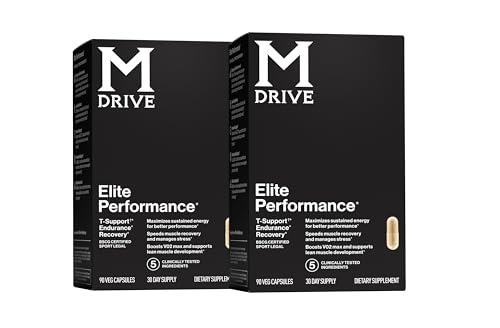 Mdrive Elite Testosterone Booster for Men - Supports Immune Health, Energy, VO2Max, Recovery, Stress Relief, Lean Muscle, KSM-66 Ashwagandha, DIM, Fenugreek, 180 Capsules