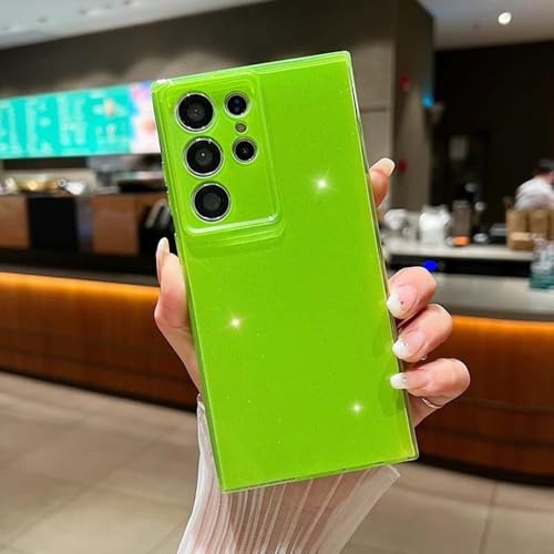 Coque Samsung S24 FE paillettes vert fluo protection arrière souple