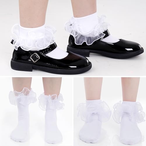 Girls Ruffle Socks Toddler Ruffle Socks Baby Kids Double Layers Lace Dress Sock Cotton Fluffy Dance Sock2