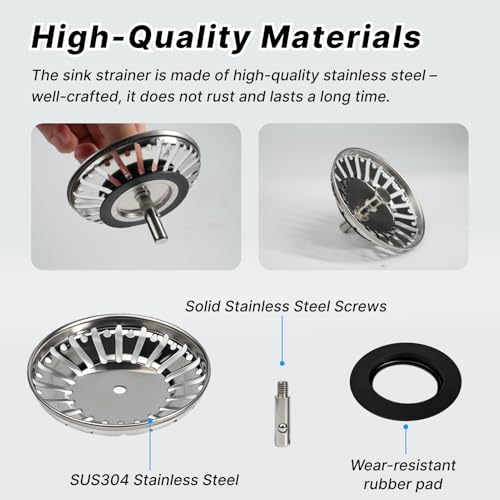 RowGlow Siebkörbchen 78mm für Spülbecken, Siebkörbchen Abflusssieb & Sieb für Küchenspüle Spülbecken und Waschbecken, Stöpsel Ersatz(78mm 1pcs)