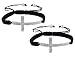2 Pieces of Black with Silvertone Sideways Cross Adjustable Bracelet