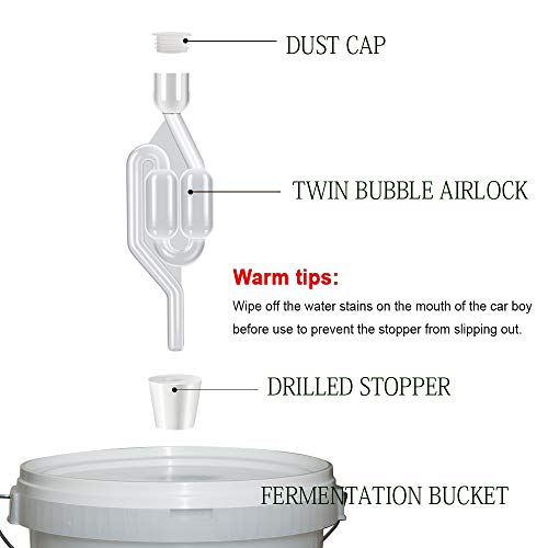 Onebom Airlock For Fermentation 4 Pack, Twin Bubble S Type With Drilled #6 Silicone Stopper And 4 Grommets #TOP4