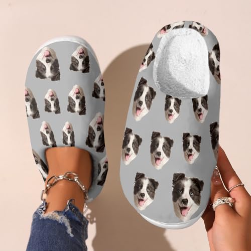 DIYGIFTS Personalized Cotton Slippers Custom Slippers Photo for Dog Cat Women Men Pure Color Slippers Unique Gift for Lover3