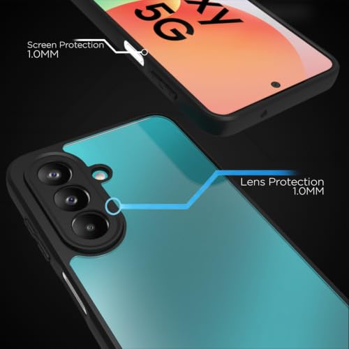 Image of RIGGEAR Shockproof Sleek Hybrid Armor Back Cover Case for Samsung Galaxy F70 Pro 5G (Clear PC + Black TPU Bumper)